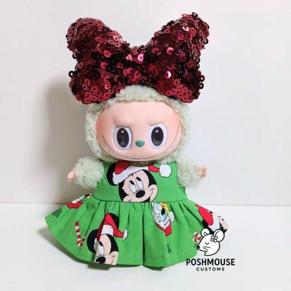 Disney Mickey Holiday Christmas Dress with Sequin Bow Labubu Outfit - Picture 2 of 7